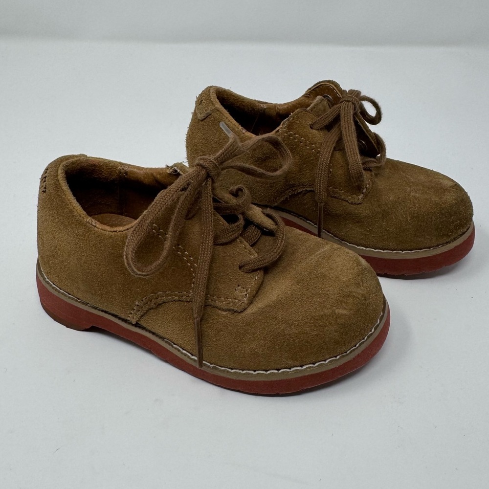 Sperry Top Sider Tevin Suede Shoes Tie Up Dress Shoe, Khaki, toddler size 6.5W